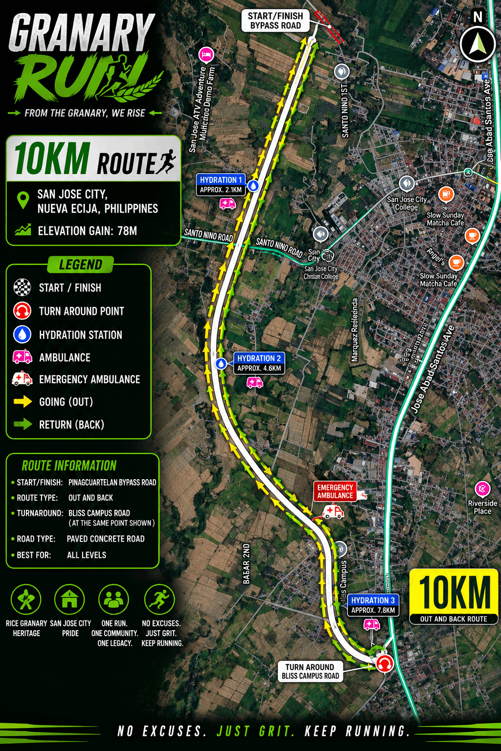 10K Competitive Run Route Map
